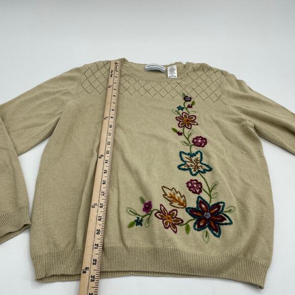 ALFRED DUNNER Floral Embroidered Knit Pullover Sweater Womens PXL - Picture 7 of 7